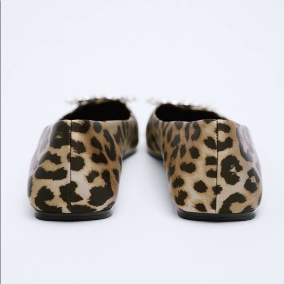 Zara Leopard Print Flats with Embellished Buckle - Picture 8 of 9